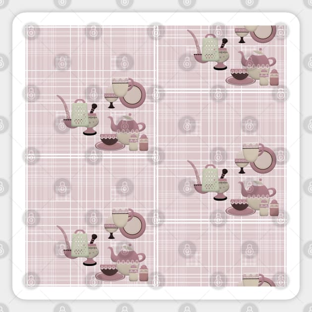 Vintage Kitchen Plaid Sticker by justrachna